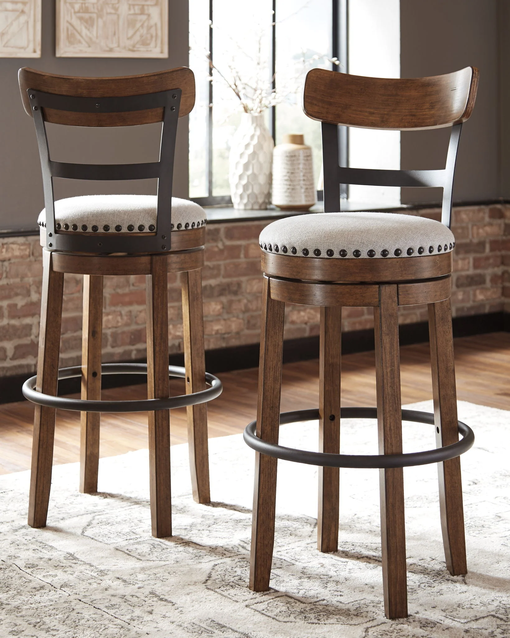 Valebeck - Tall Upholstered Swivel Barstool - Image 4