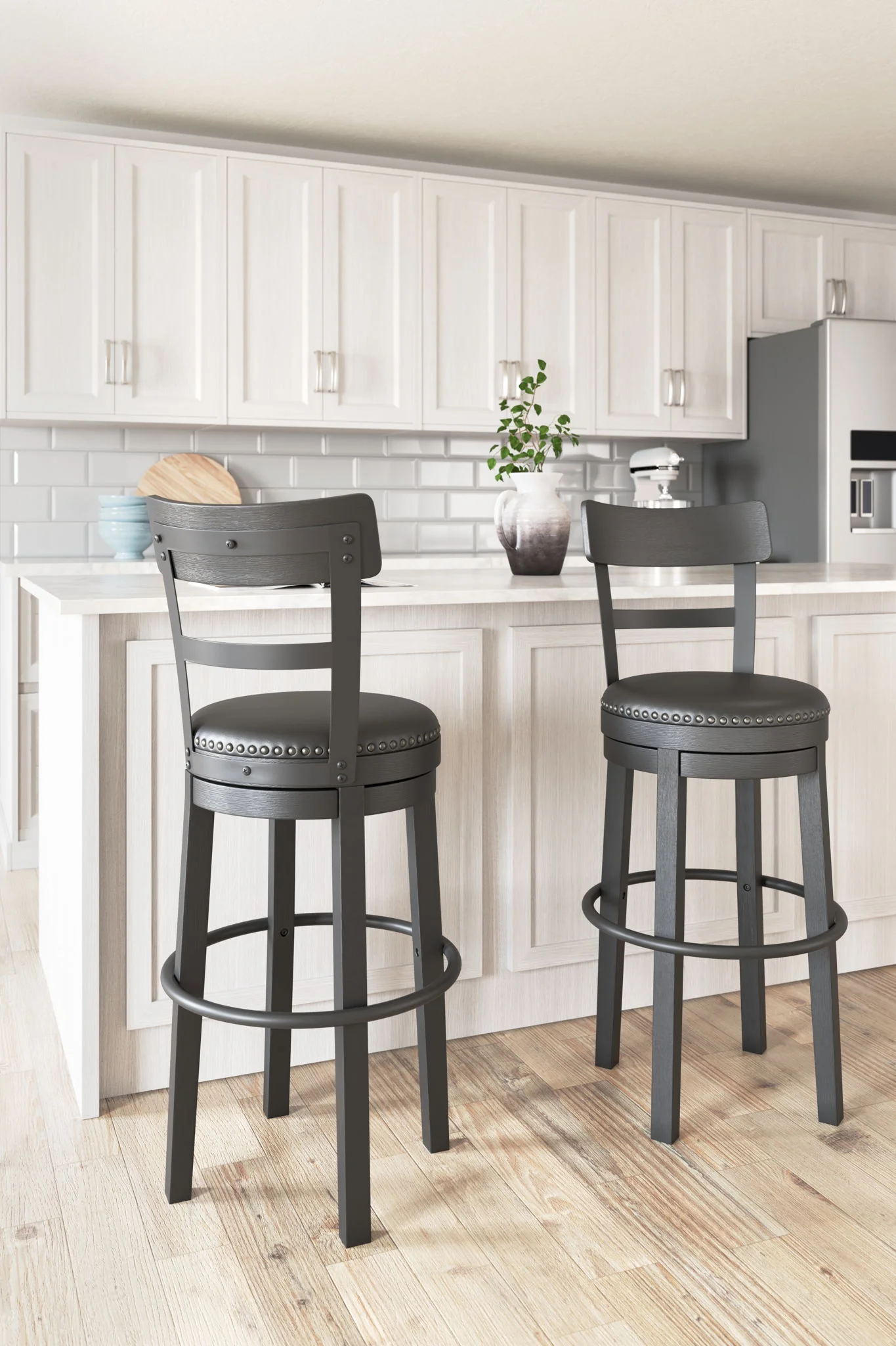 Valebeck - Tall Upholstered Swivel Barstool - Image 5